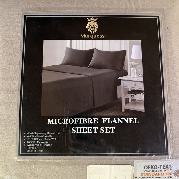 Marquess Microfiber Flannel Sheet Set Size Full Tan Brown New In Package - Picture 6 of 6